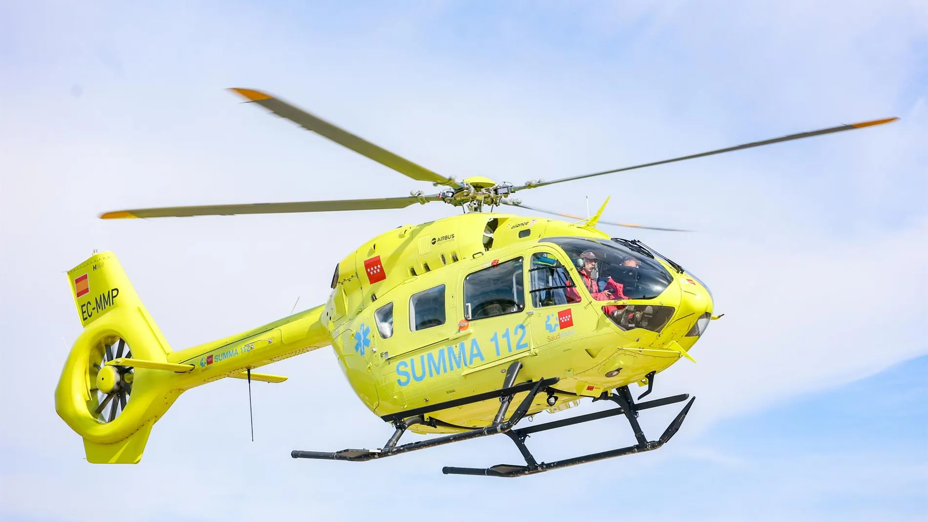Helicóptero del Summa 112 en acción en la Comunidad de Madrid