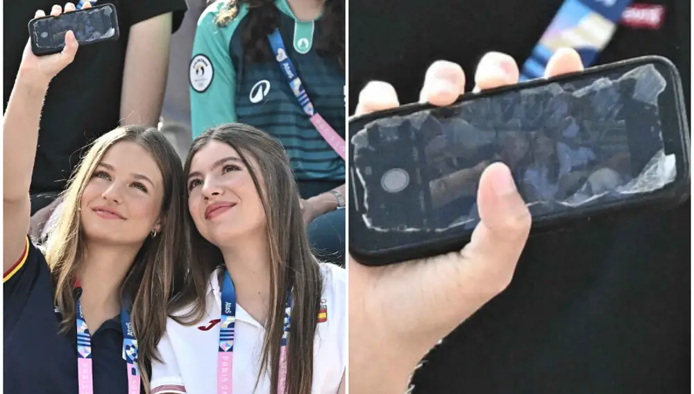 El protector de pantalla del móvil de la princesa Leonor y la infanta Sofía, visiblemente estropeado