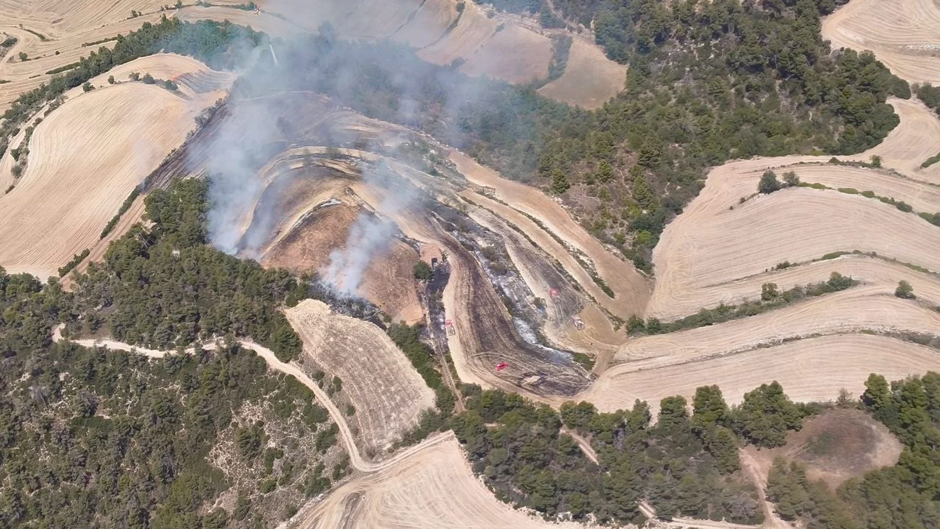 Un incendio en Ciutadilla (Lleida) obliga a desplazar 70 dotaciones de los Bomberos