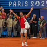 Rafa, después de caer en el dobles junto a Alcaraz