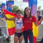 La Reina Letizia con María Pérez tras ganar su medalla de plata.
