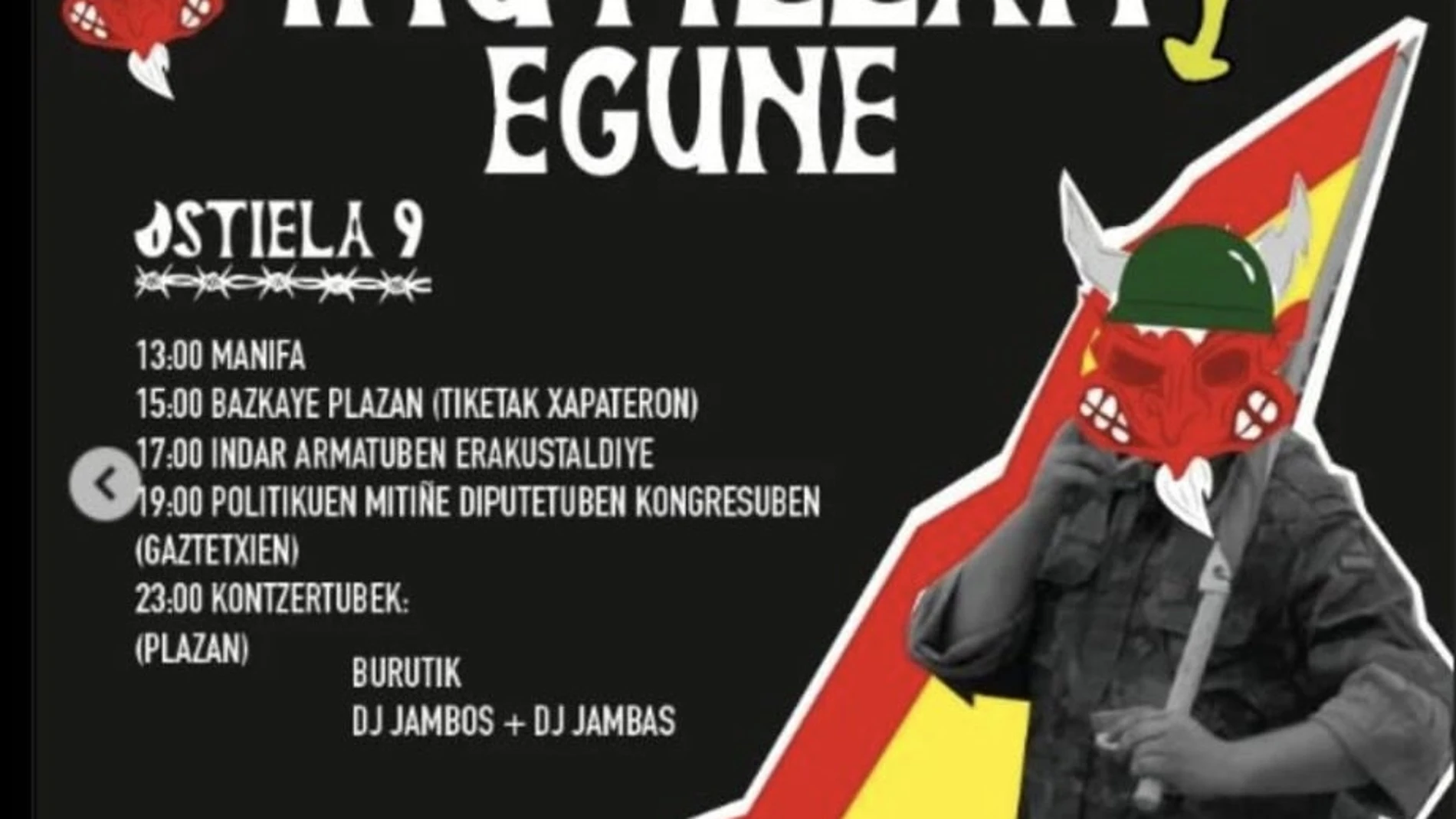 Cartel donde se detalla el programa de actividades del "Día del inútil" en Etxarri Aranatz.