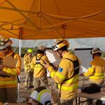 Efectivos durante las tareas de extinción del fuego de Valverdejo (Cuenca)