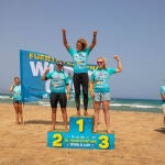 Podio del Slalom X femenino: 1.ª Sarah-Quita Offringa, 2.ª Justine Lemeteyer, 3.ª Jenna Gibson