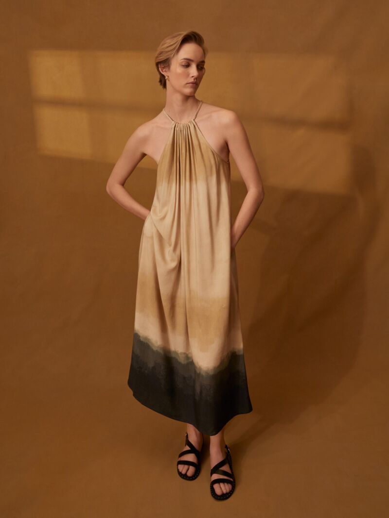 Vestido 'tie dye' marrón