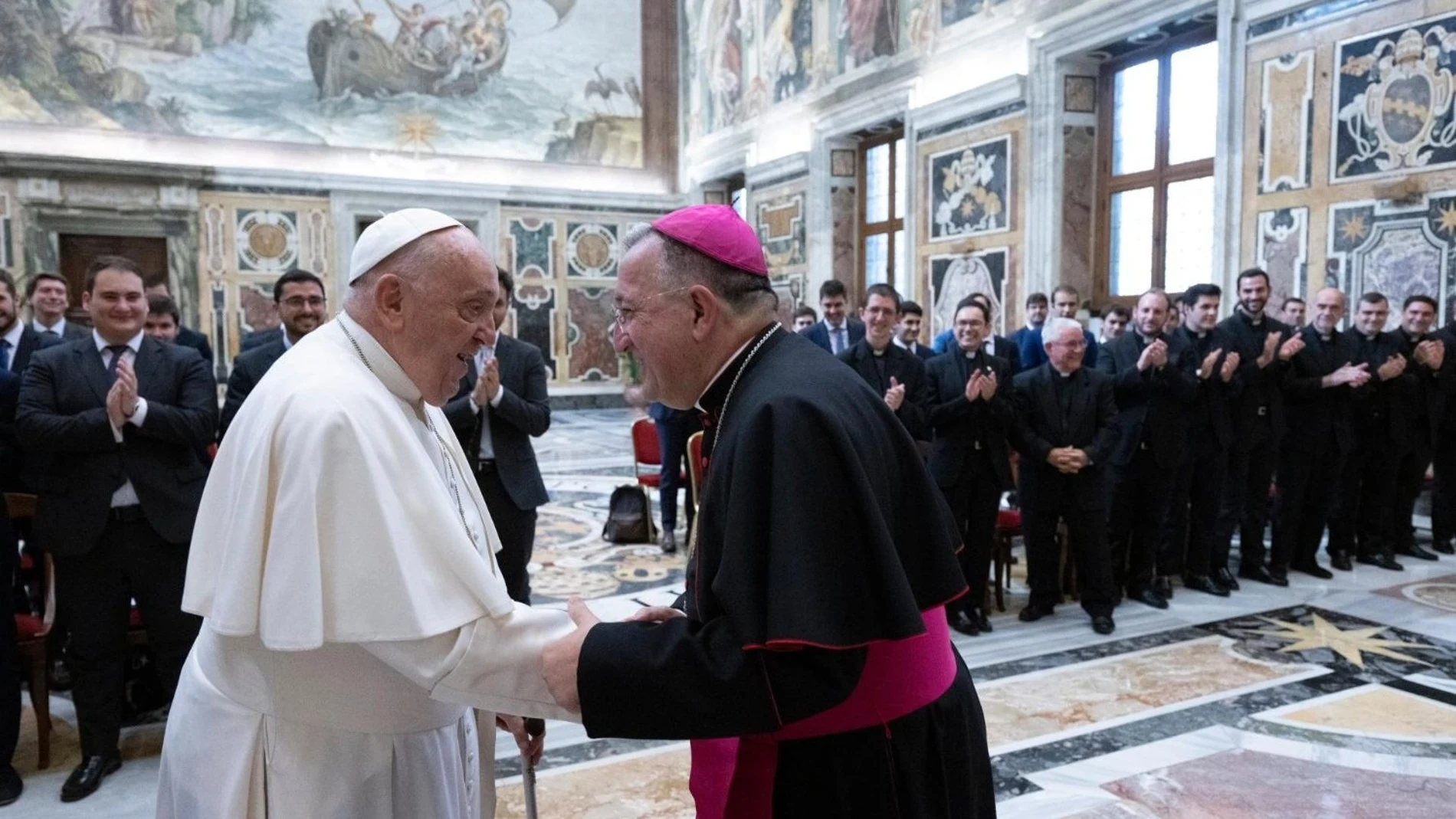 El Papa Francisco durante su encuentro con los seminaristas de Getafe.