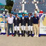 El equipo español de Salto: Alberto Honrubia, Ismael García Roque, Eduardo Álvarez Aznar, Sergio Álvarez Moya y Carolo López Quesada