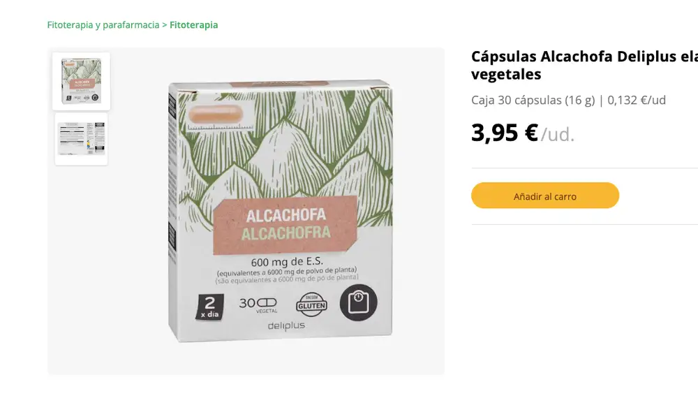 Cápsulas Alcachofa de Deliplus