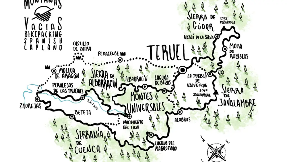 Mapa de la ruta en bici 'Montañas Vacías'
