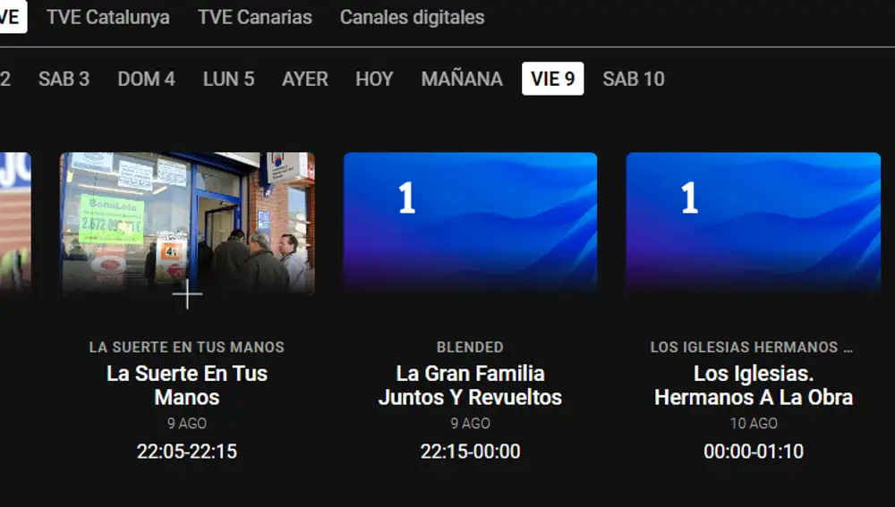 Parrilla de contenidos de RTVE