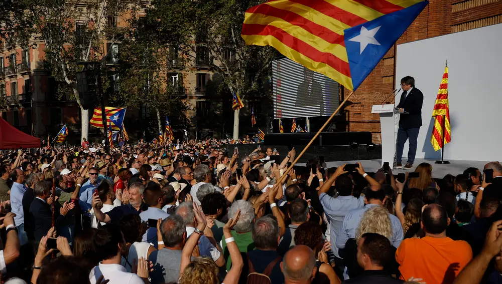 Acto de bienvenida del expresidente catalán Carles Puigdemont
