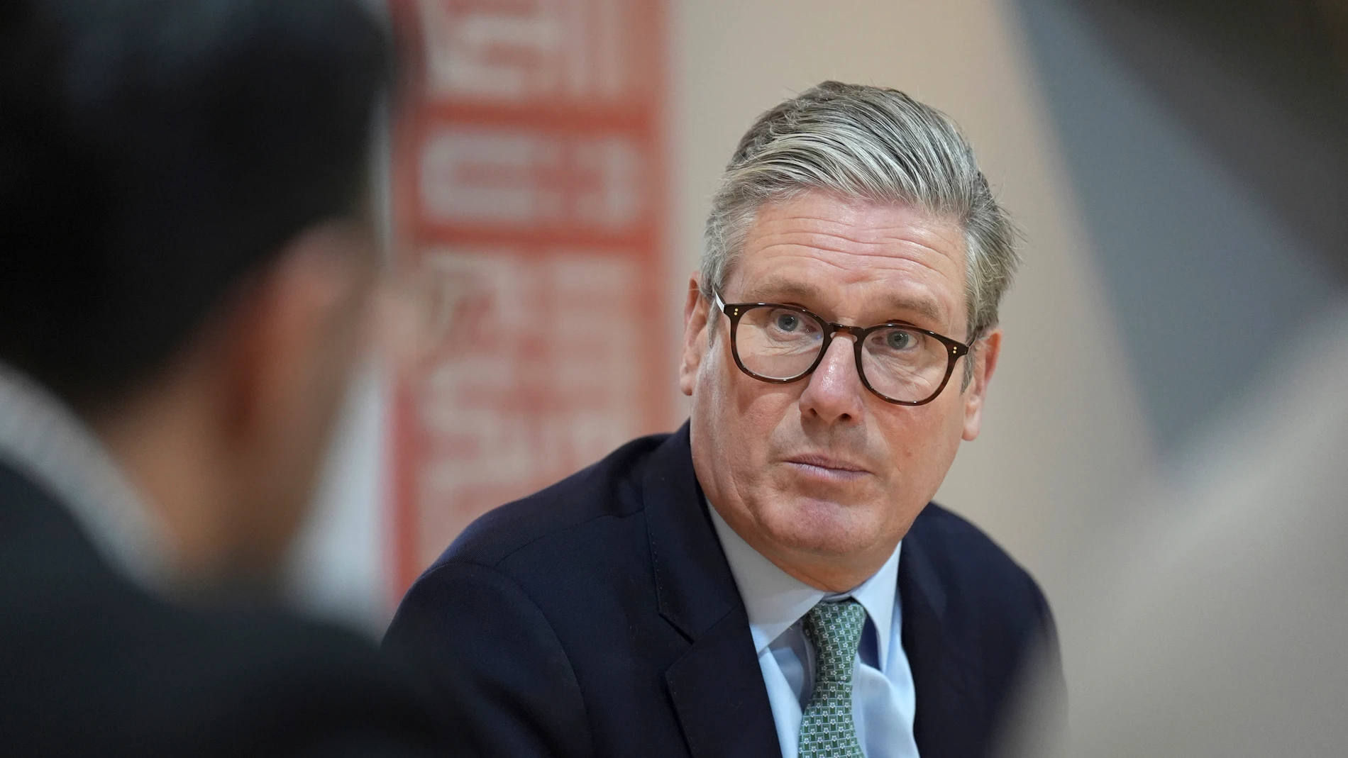 British Prime Minister Sir Keir Starmer visits The Hub - Solihull Mosque, in Solihull, West Midlands, England, Thursday Aug. 8, 2024. (Joe Giddens/PA via AP, Pool)