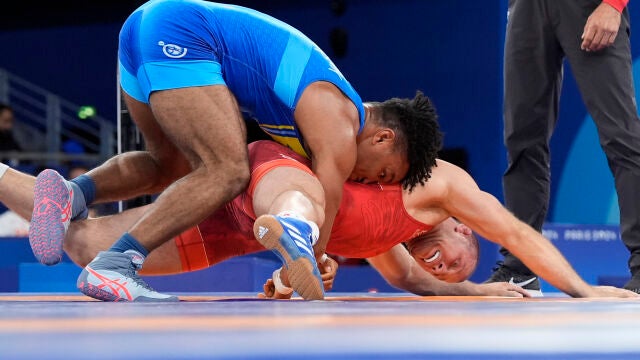 Zhan Beleniuk, en el combate en el que ganó la medalla de bronce
