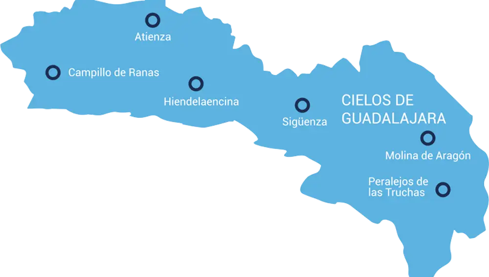 Plano del destino turístico Starlight 'Cielos de Guadalajara'