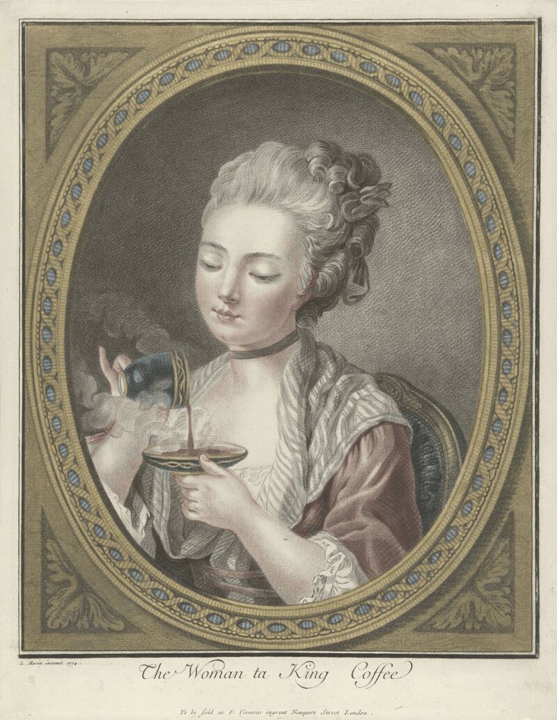Busto de una mujer joven bebiendo café - Louis Marin Bonnet.