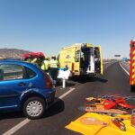 Tres accidentes de tráfico en la A-7, a la altura de Alhama de Murcia, dejan a 8 personas heridas