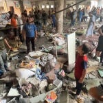 Restos de la escuela de Gaza tras el bombardeo israelí