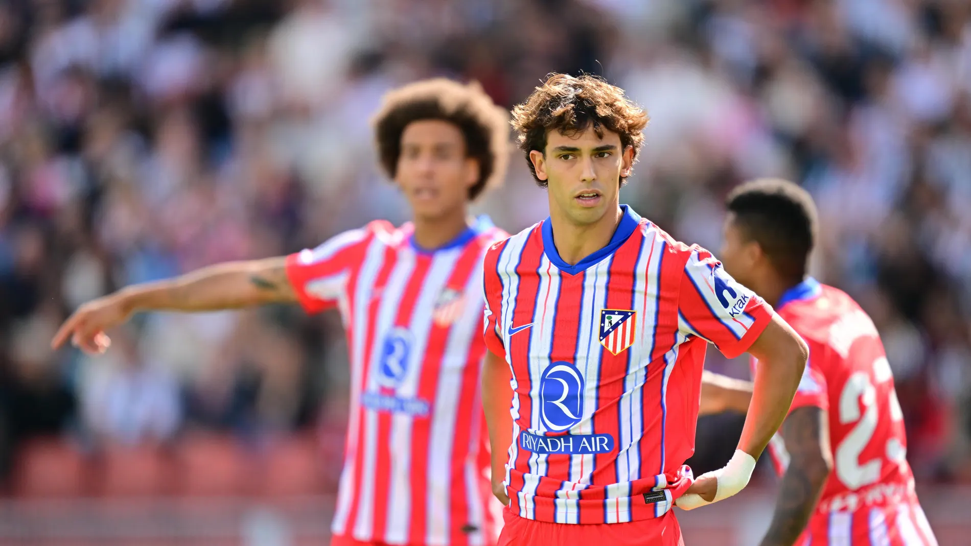 Goteborg (Sweden), 11/08/2024.- Atletico's Jooao Felix after his 1-0 goal during the friendly soccer match between Atletico Madrid and Juventus at Ullevi in Gothenburg, Sweden, 11 August 2024. (Futbol, Amistoso, Suecia, Gotemburgo) EFE/EPA/BJORN LARSSON ROSVALL SWEDEN OUT
