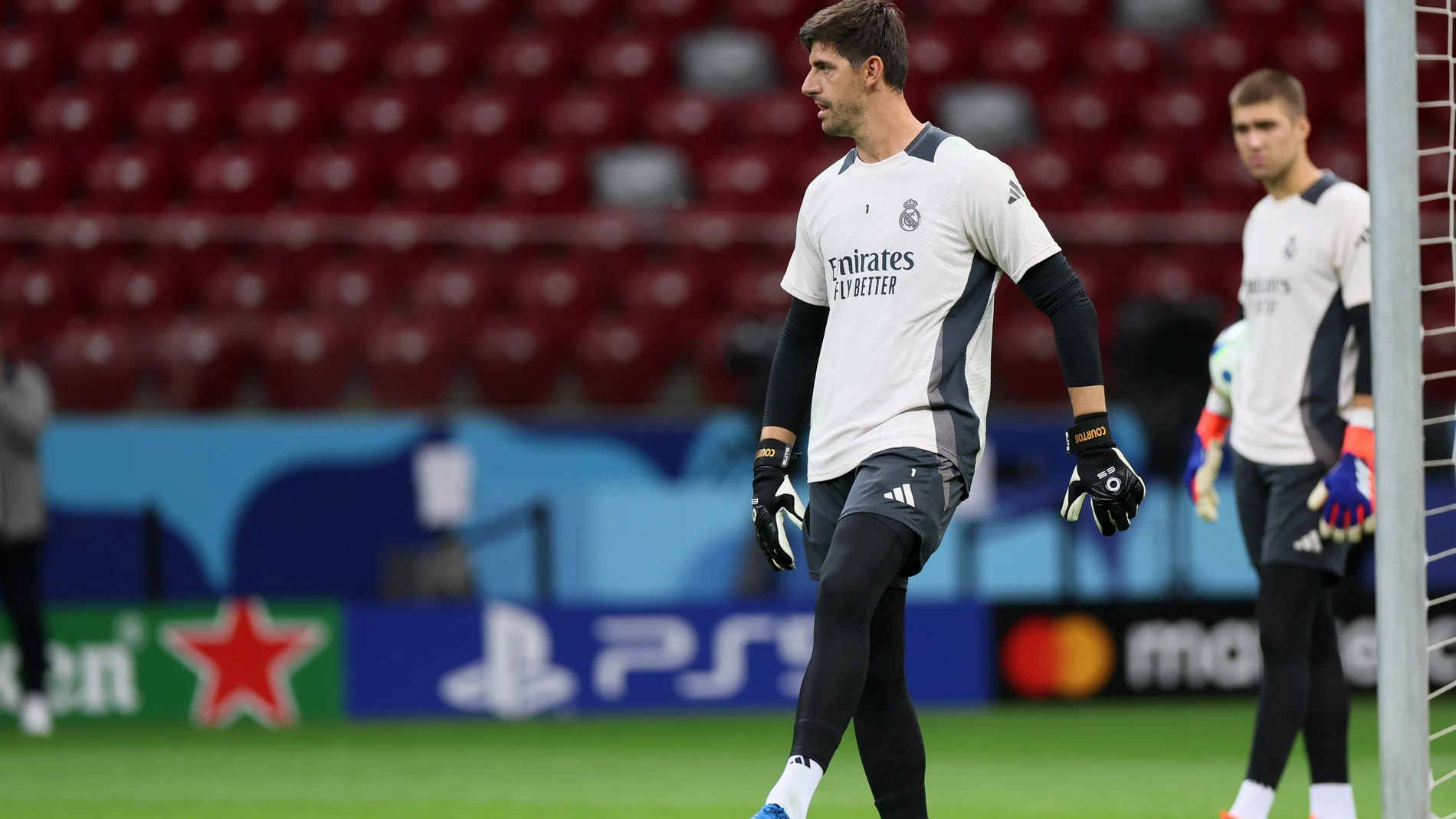 Thibaut Courtois, en el último entrenamiento antes de la final de la Supercopa de Europa