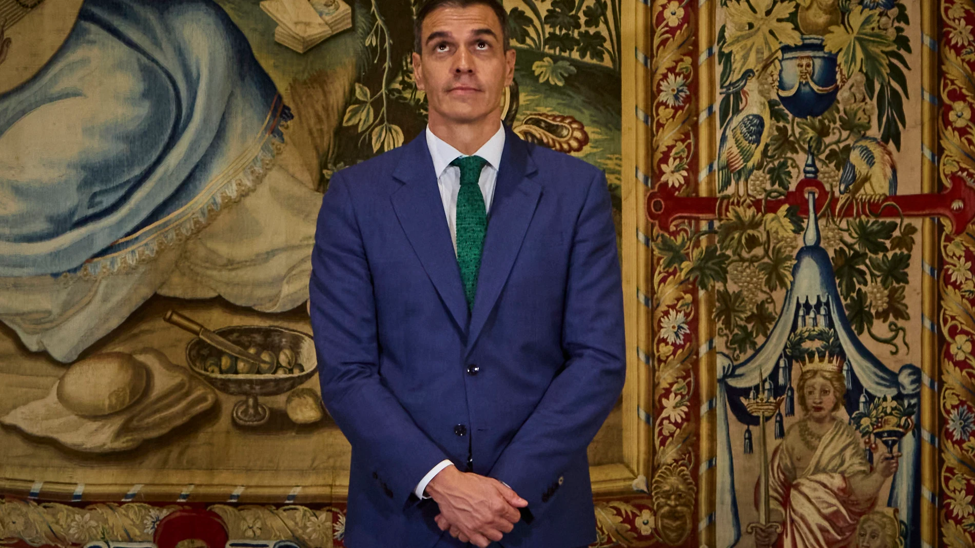 El presidente del Gobierno, Pedro Sánchez, asiste al despacho veraniego con el rey Felipe VI, este martes en el Palacio de la Almudaina, en Palma de Mallorca© Alberto R. Roldán / Diario La Razón.30 07 2024