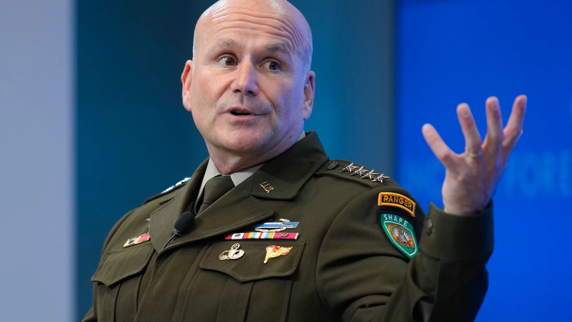 General Christopher Cavoli, Supreme Allied Commander Europe, speaks during an event at the Council on Foreign Relations in New York, Thursday, Aug. 15, 2024. (AP Photo/Seth Wenig)