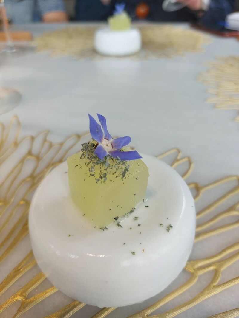 Plato del restaurante de Pablo González Conejero, melón de Cabaña Buenavista