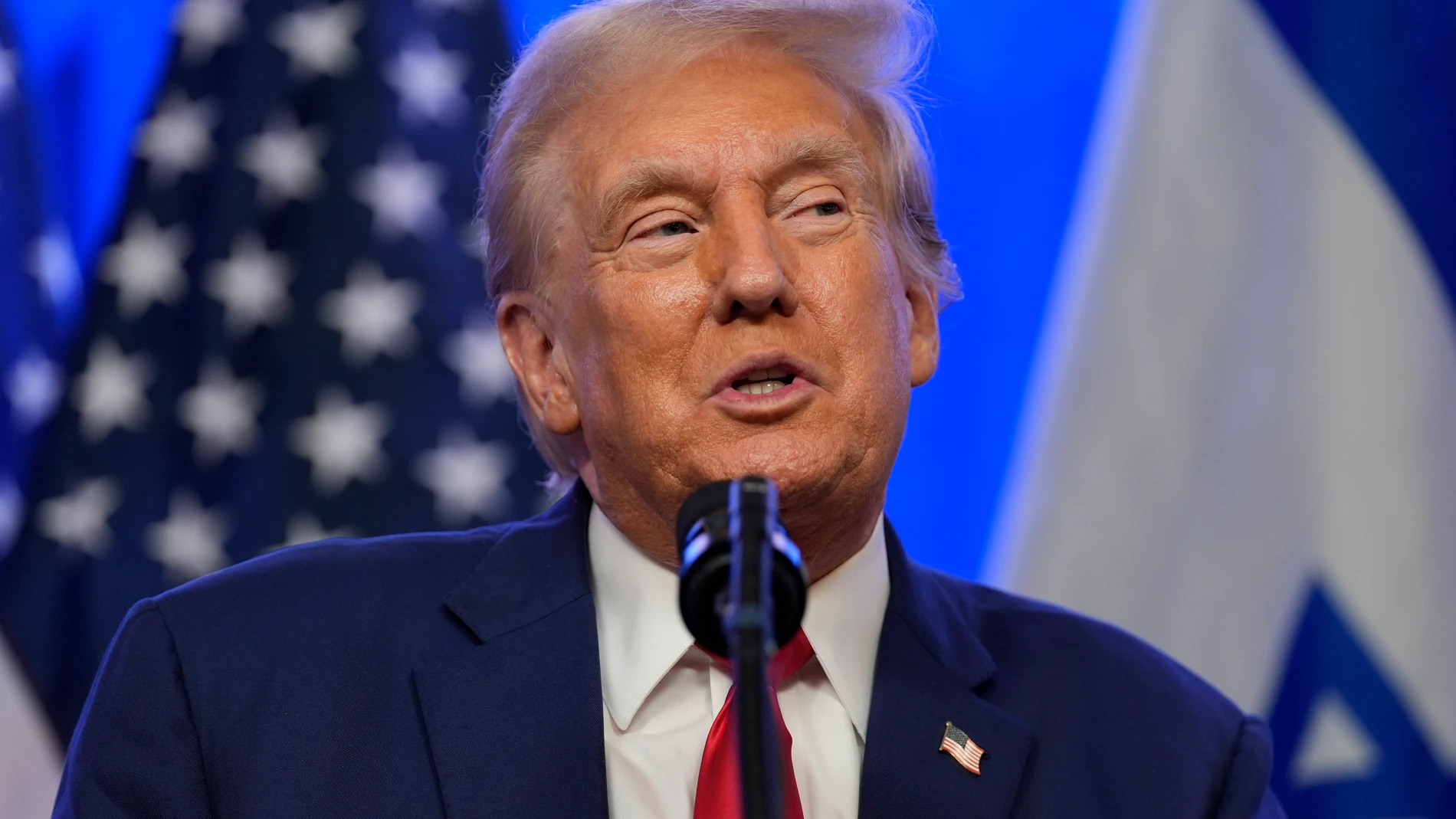 Republican presidential nominee former President Donald Trump speaks during an event on combating antisemitism at Trump National Golf Club, Thursday, Aug. 15, 2024, in Bedminster, N.J. (AP Photo/Julia Nikhinson)