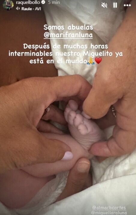 Raquel Bollo anuncia que ha sido abuela del pequeño Miguel, hijo de Alma