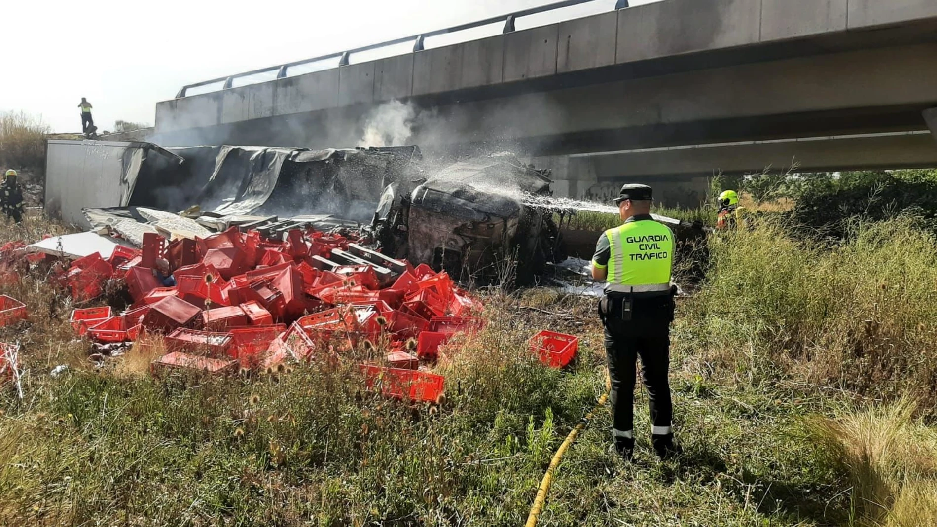 Fallece el conductor de un camión tras sufrir un accidente de tráfico por salida de vía en la A-12, en Azofra GUARDIA CIVIL 17/08/2024