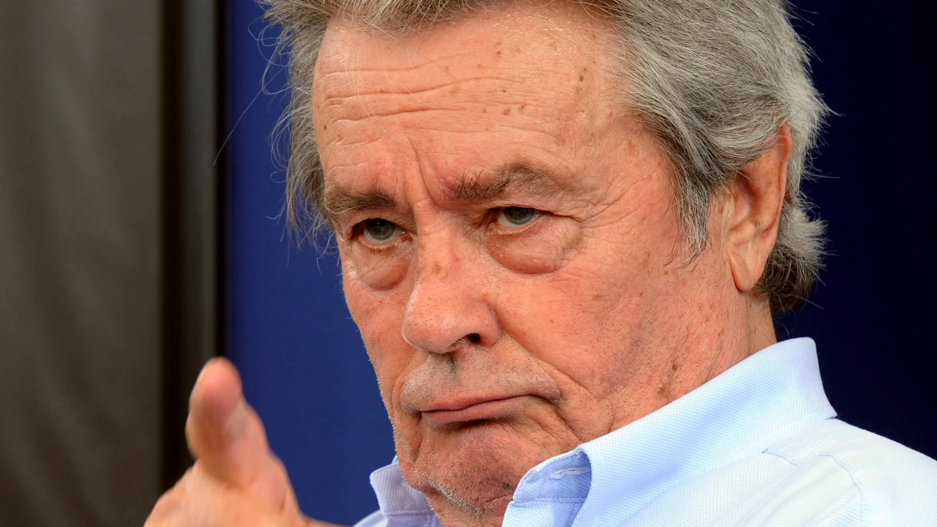 FILE - French actor Alain Delon talks at a press conference after receiving a Lifetime Award at the Locarno Film Festival in Locarno, Switzerland, on Aug. 3, 2012. (Alain Delon, the internationally acclaimed French actor who embodied both the bad guy and the policeman and made hearts throb around the world, has died at age 88, French media reported. (Karl Mathis/Keystone via AP, File)