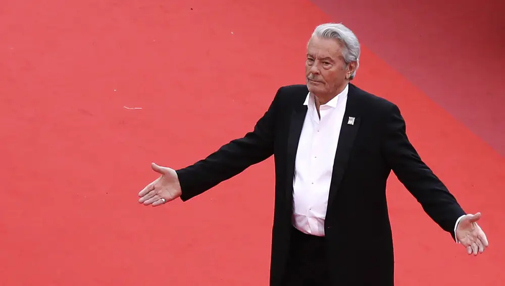 French actor Alain Delon arrives for the screening of 'A Hidden Life' during the 72nd annual Cannes Film Festival, in Cannes, France, 19 May 2019.