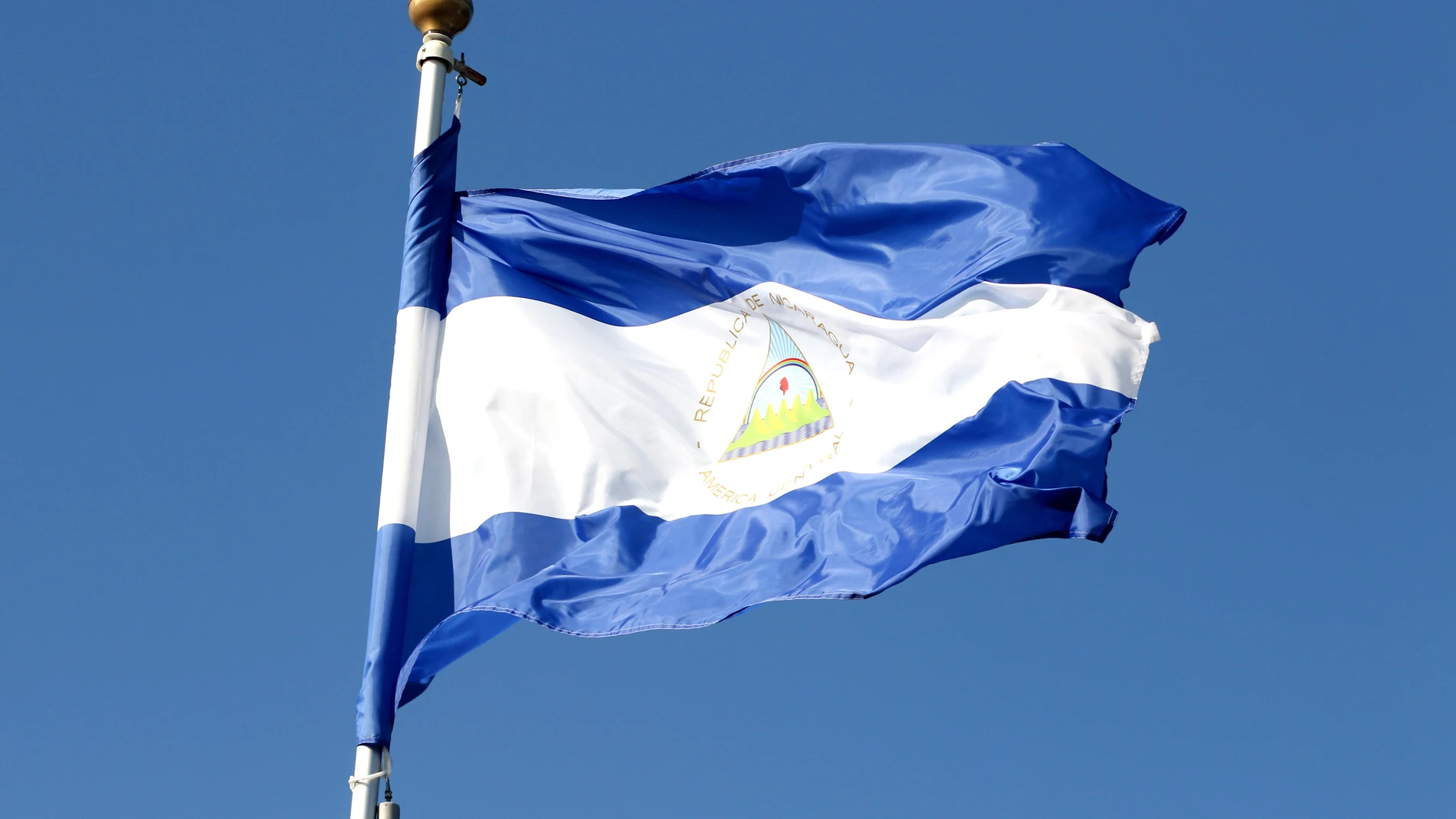 June 9, 2024, Saint Petersburg, Russia: The flag of the Republic of Nicaragua seen in the gallery of flags of the participating countries in the framework of St. Petersburg International Economic Forum 2024 (Foto de ARCHIVO) 09/06/2024
