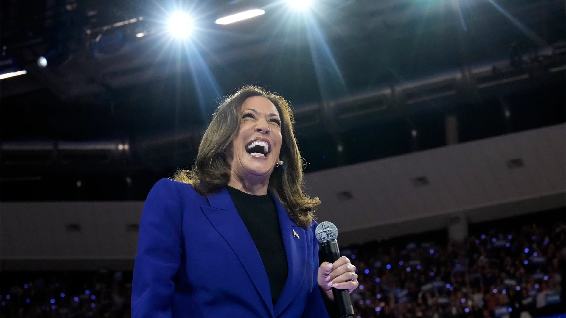 Democratic presidential nominee Vice President Kamala Harris speaks at the Fiserv Forum during a campaign rally in Milwaukee, Tuesday, Aug. 20, 2024. (AP Photo/Jacquelyn Martin)