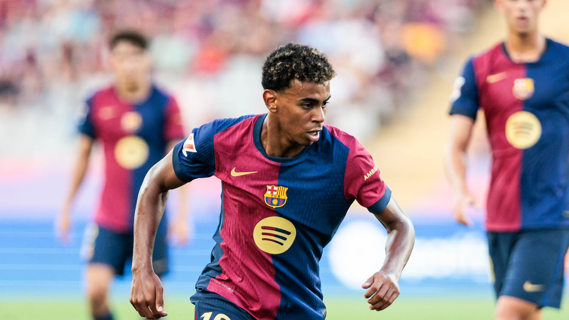 Lamine Yamal of FC Barcelona in action during the Spanish league, La Liga EA Sports, football match played between FC Barcelona and Athletic Club de Bilbao at Estadio Olimpico de Montjuic on August 24, 2024 in Barcelona, Spain.AFP7 24/08/2024 ONLY FOR USE IN SPAIN