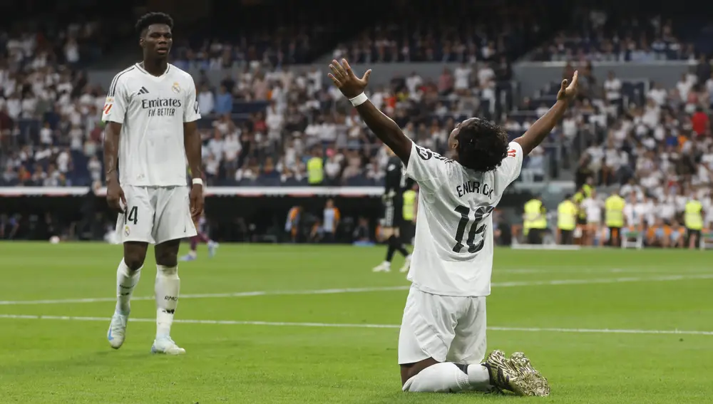 Endrick celebra su primer gol con el Real Madrid