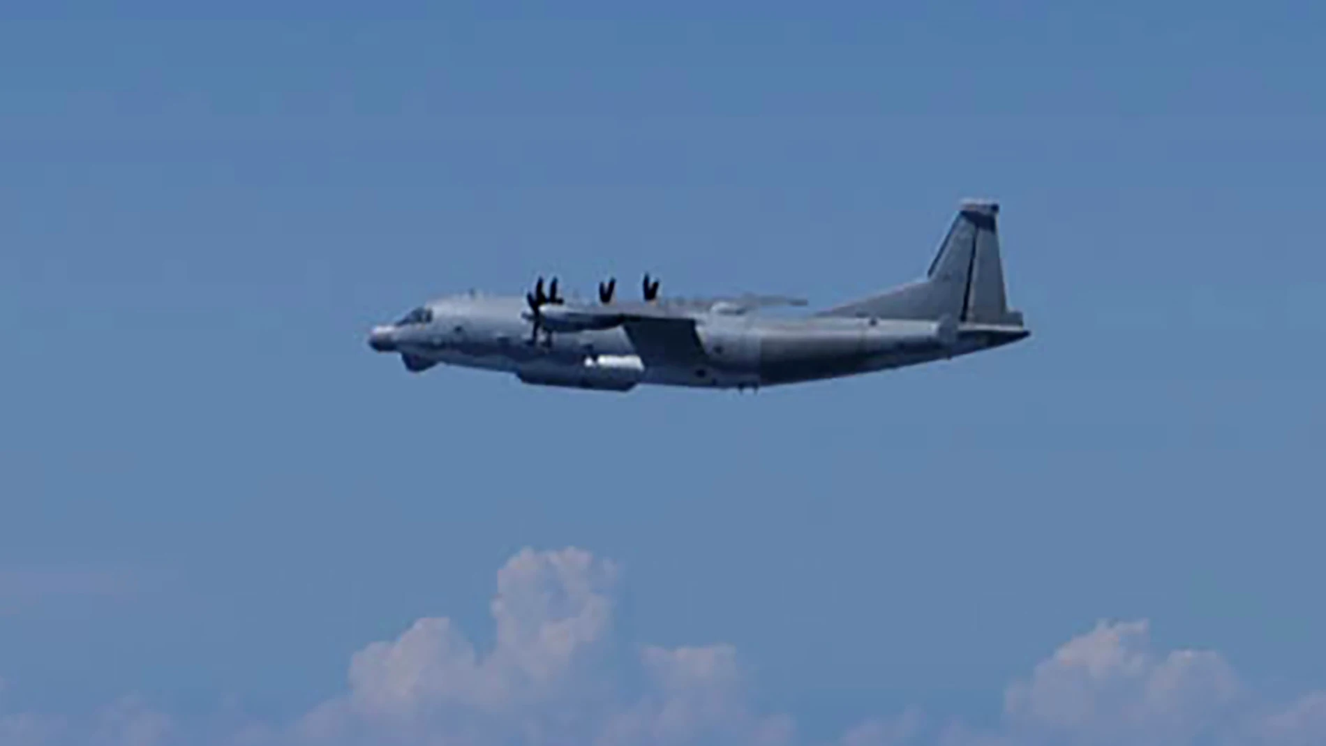 This photo provided by Japan's Ministry of Defense shows a Chinese Y-9 reconnaissance plane Monday, Aug. 26, 2024. The Chinese Y-9 reconnaissance plane came from China, and violated the Japanese airspace above the Danjo Island off the southwestern coast of Japan's southern main island of Kyushu on Monday for two minutes while circling around the area, the Joint Staff said.(Japan's Ministry of Defense via AP)