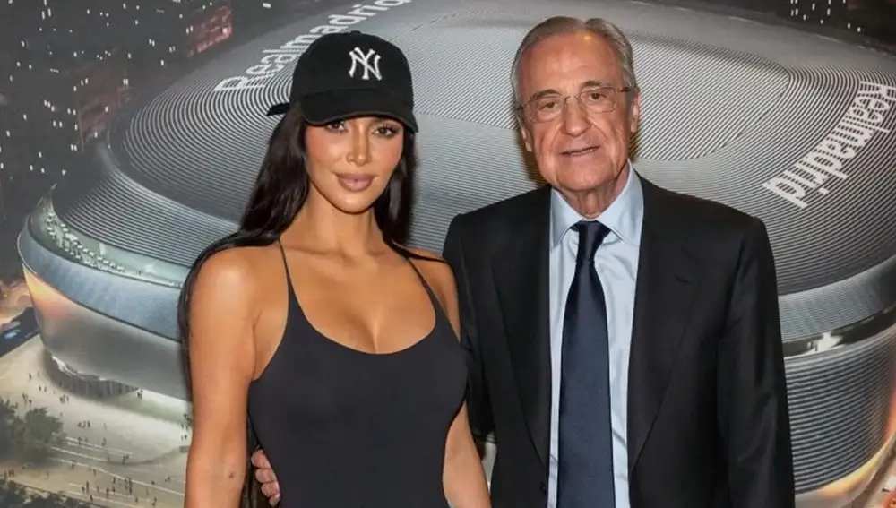Kim Kardashian en el Santiago Bernabéu de Madrid.