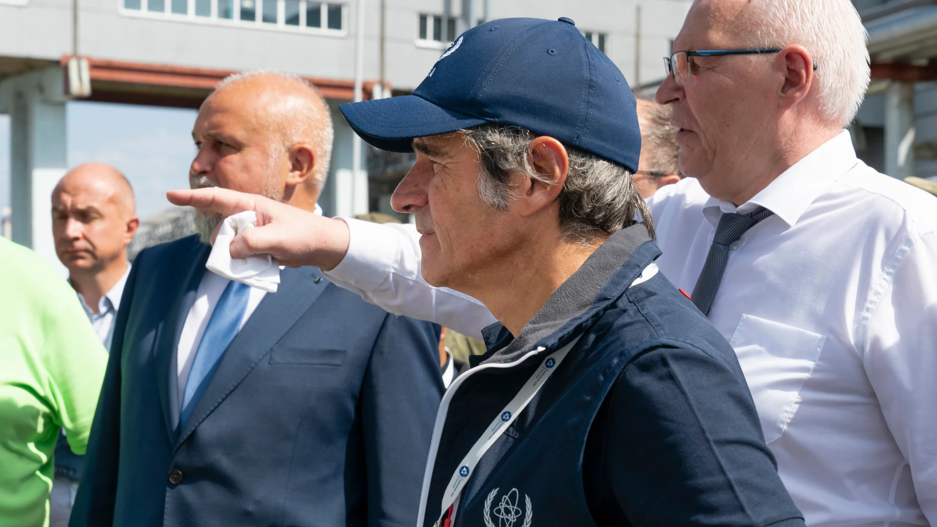 In this photo released by Rosatom State Atomic Energy Corporation, International Atomic Energy Agency chief Rafael Grossi, center, visits the Kursk Nuclear Power Plant (KNPP) outside the town of Kurchatov, in the Kursk Region, Russia, on Tuesday, Aug. 27, 2024. (Rosatom State Atomic Energy Corporation via AP)