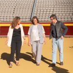 La presidenta de la Diputación de Palencia, Ángeles Armisén, contempla las obras realizadas en la Plaza de Toros