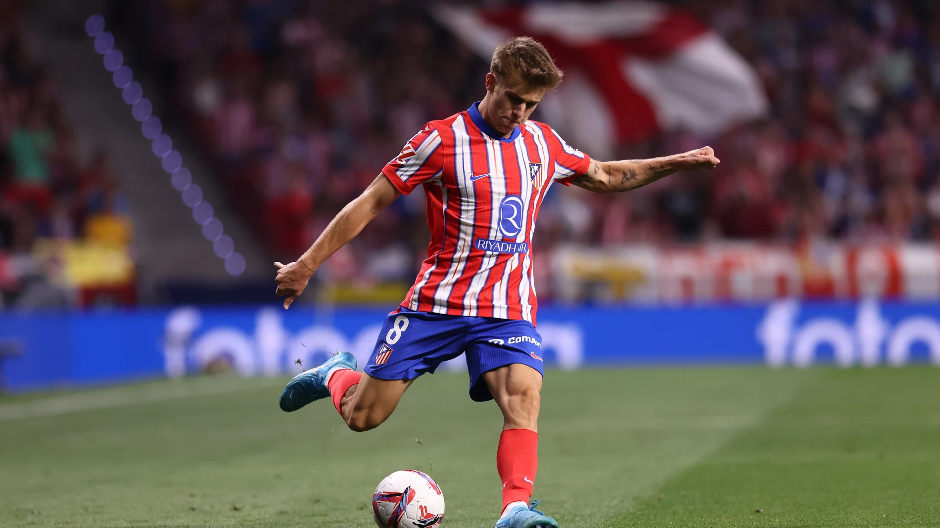 Pablo Barrios of Atletico de Madrid in action during the Spanish League, LaLiga EA Sports, football match played between Atletico de Madrid and RCD Espanyol at Civitas Metropolitano stadium on August 28, 2024, in Madrid, Spain. AFP7 28/08/2024 ONLY FOR USE IN SPAIN