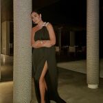 Vicky Martín Berrocal con vestido elegante.