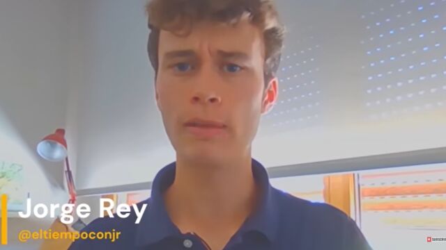 Jorge Rey, el joven aficionado a la meteorología, en su última predicción.