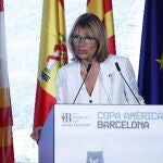 La presidenta de la Diputación de Barcelona, Lluïsa Moret, en el acto institucional de bienvenida a la 37 Louis Vuitton America's Cup