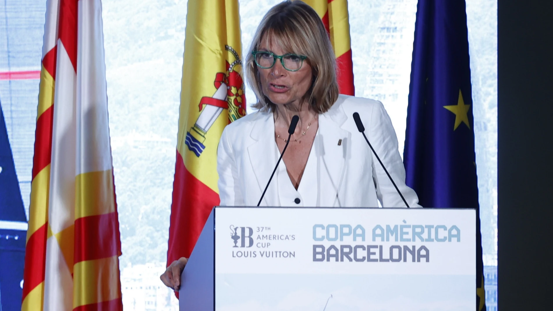 La presidenta de la Diputación de Barcelona, Lluïsa Moret, en el acto institucional de bienvenida a la 37 Louis Vuitton America's Cup KIKE RINCON - EUROPA PRESS 29/08/2024