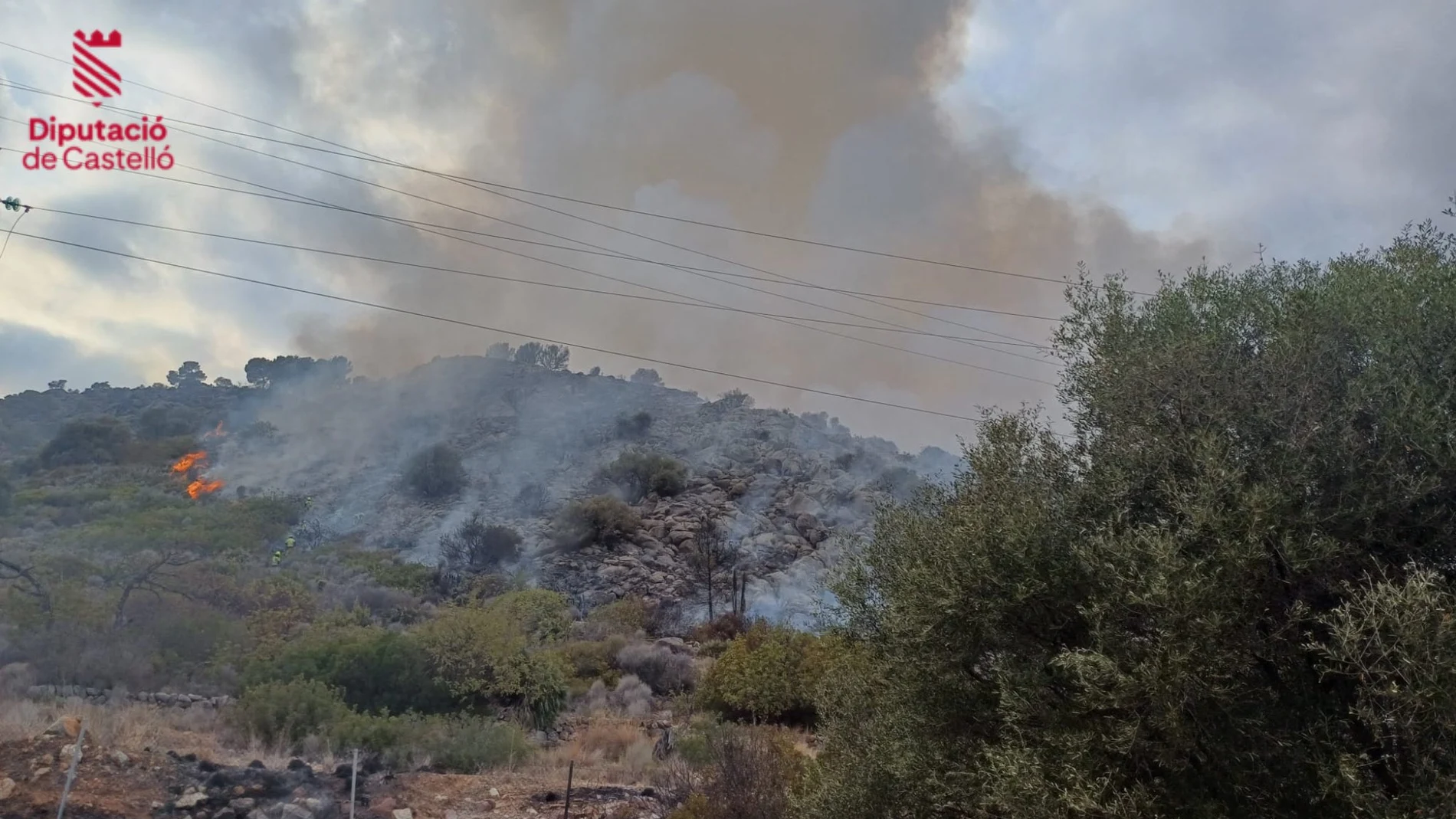Imagen del incendio declarado esta tarde en Benicàssim (Castellón)
