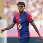 Lamine Yamal contra el Athletic, en la segunda jornada de LaLiga