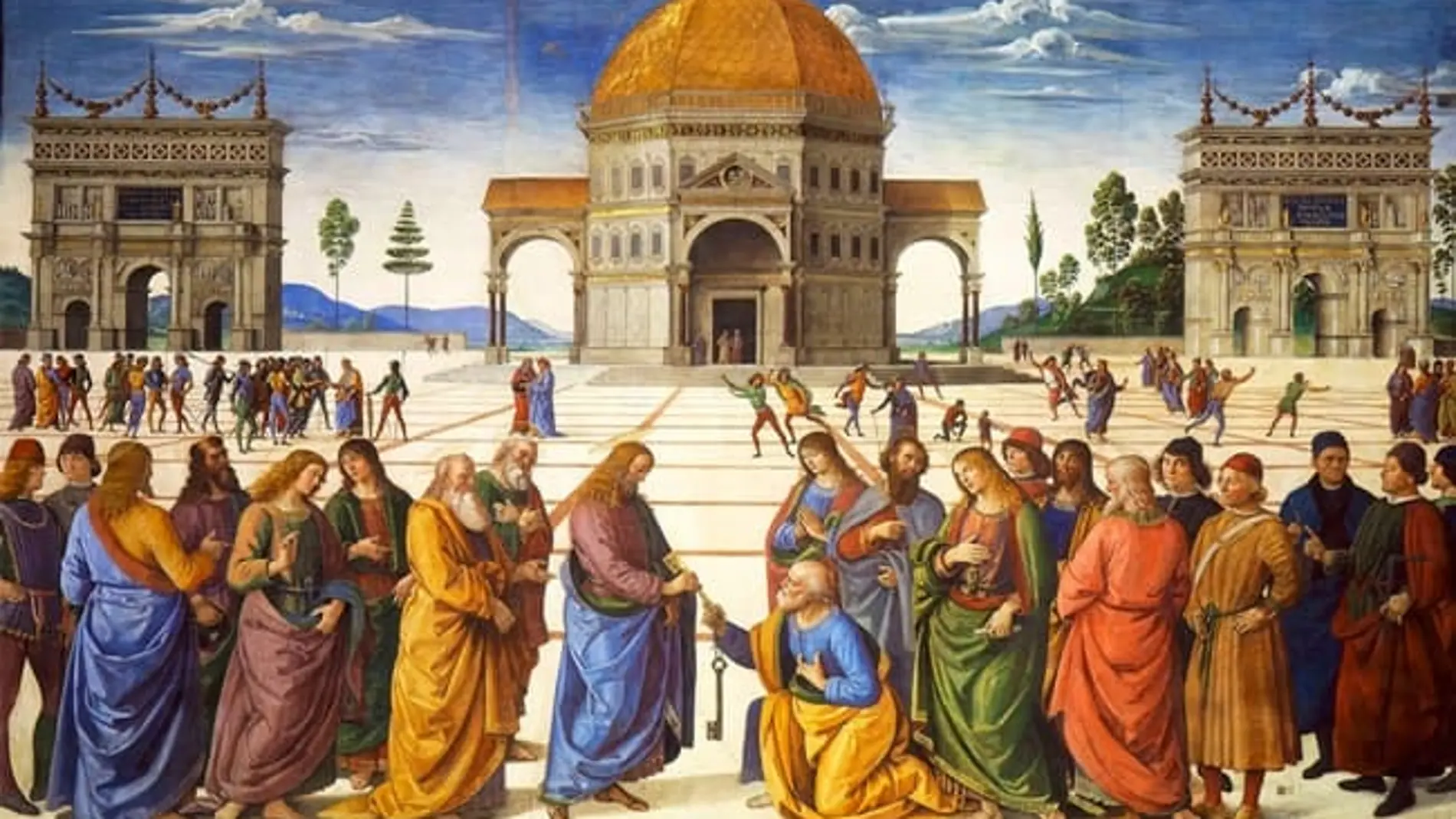 "Cristo entrega las llaves a San Pedro", Capilla Sistina del Vaticano, de Pietro Perugino
