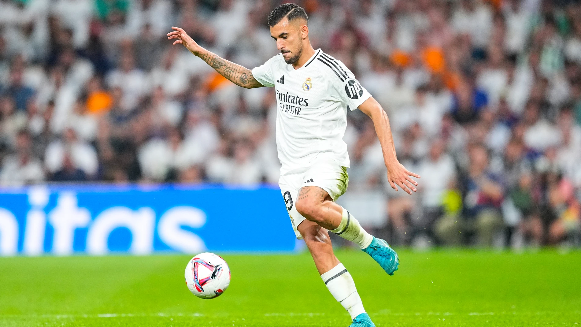 Dani Ceballos of Real Madrid in action during the Spanish League, LaLiga EA Sports, football match played between Real Madrid and Real Betis Balompie at Santiago Bernabeu stadium on September 01, 2024, in Madrid, Spain. AFP7 01/09/2024 ONLY FOR USE IN SPAIN