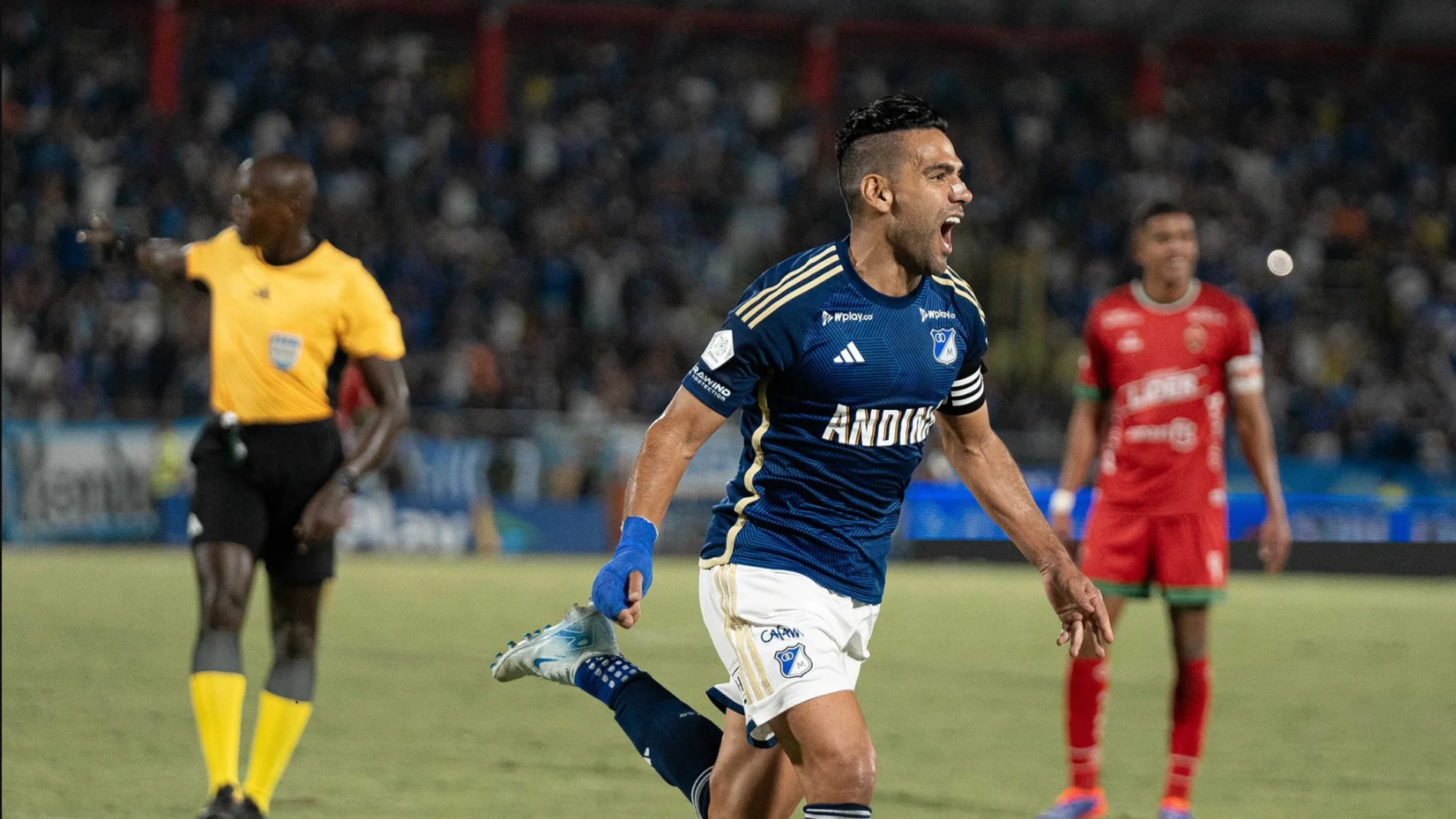 Falcao en la celebración de su primer gol con Millonarios