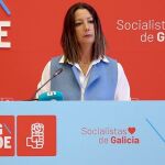 La socialista Lara Méndez, hoy, en rueda de prensa. 